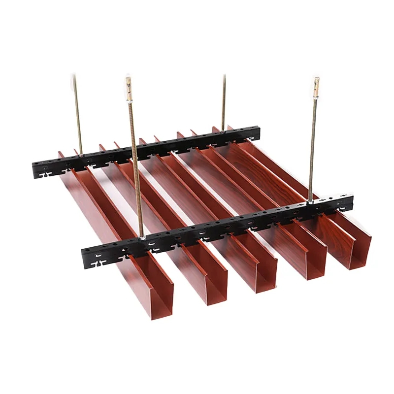 U Aluminum Facade Wooden Square Tube Panel Shaped Baffle Ceiling