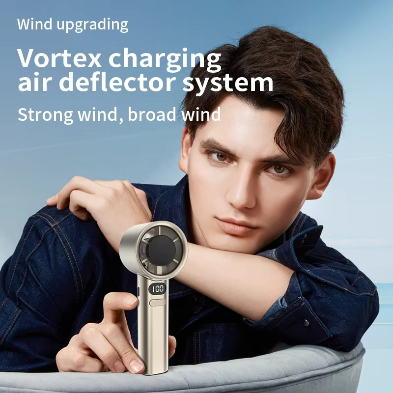 Portable USB Rechargeable Turbo Fan Mini Handheld Display Readout Fan for Outdoor Use Perfect Gift for Kids Car & Girlfriend