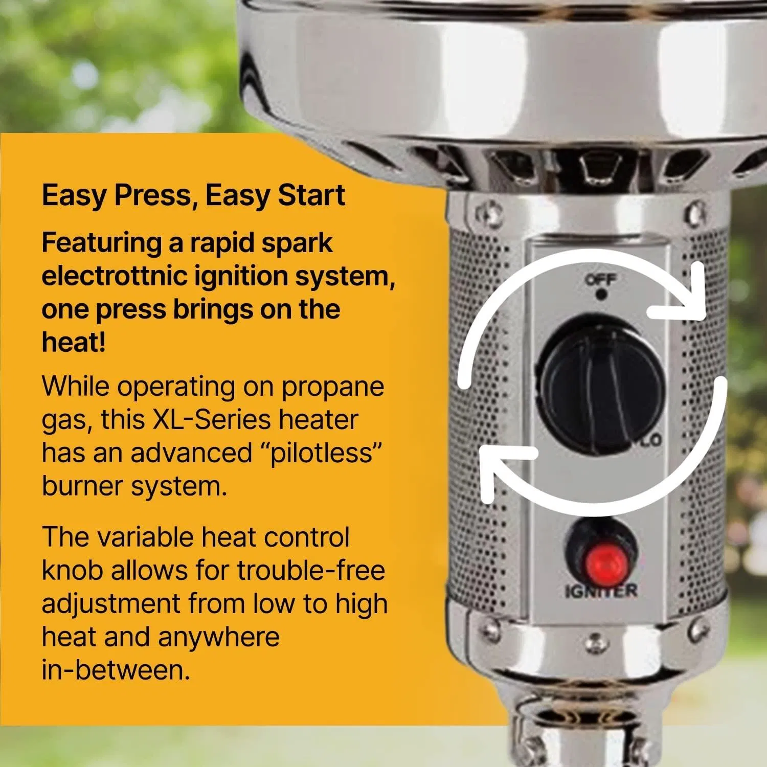 Outdoor Commercial Residential Stainless Steel Wheels Propane Gas Patio Heater