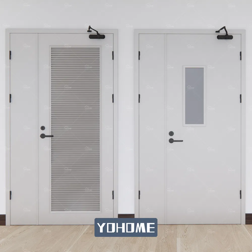 Yohome Mall School Condo Hotel 1.5 Hours Steel Fire Rated Door Galvanized Steel Fire Doors Commercial Building Fire Proof Doors