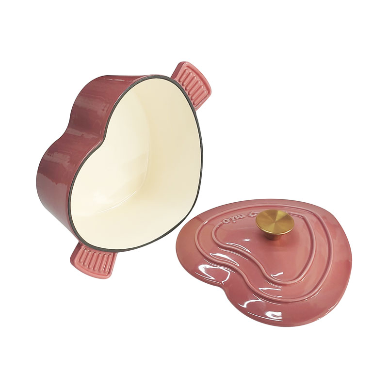 Traditional Soup Cooking Pot Heart Shape Covered Dutch Oven Enameled Cast Iron Cooking Pot Casserole with Lid