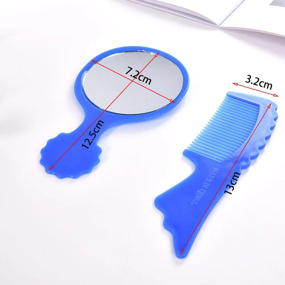 Single Side Travelling Hair Comb with Makeup Glass Hand Mirror