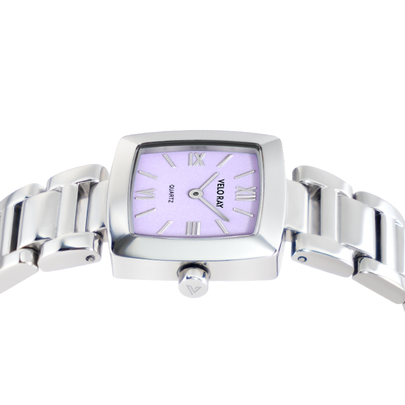Compact & Elegant Square Women's Quartz Watch 316 Stainless Steel Matte Pink-Purple Face