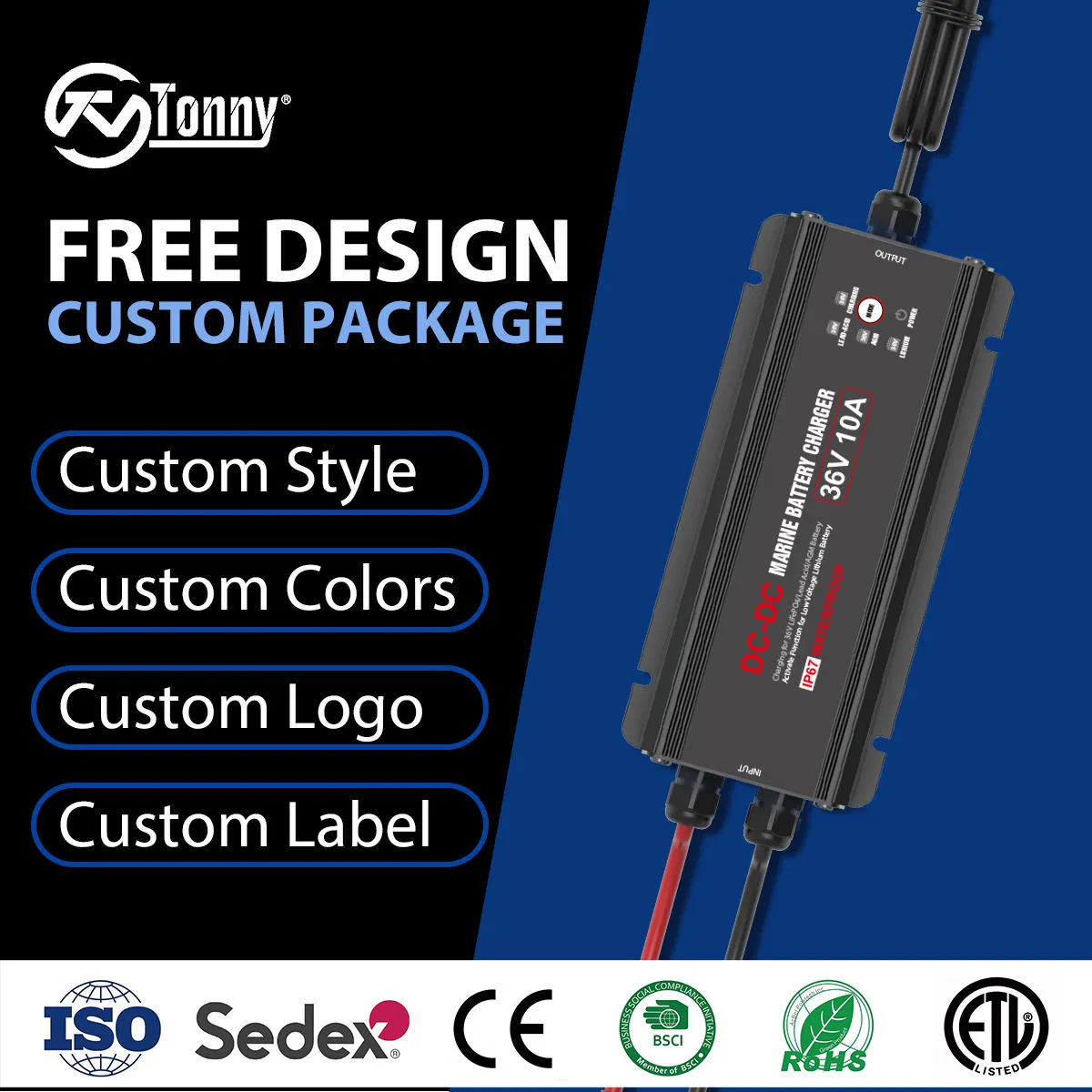 DC-DC зарядное устройство 12V-36V 20A для литиевых аккумуляторов