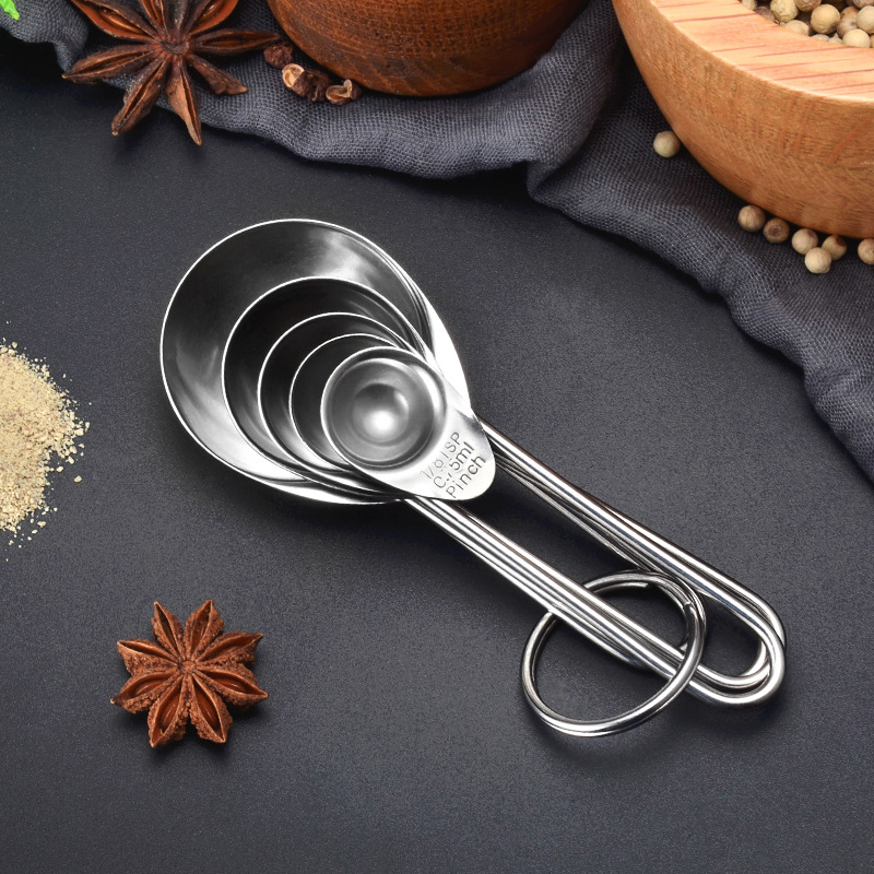 5PCS/Set Stainless Steel Measuring Spoon Coffee Milk Powder Kitchen Scale Baking Teaspoons Sugar Tool
