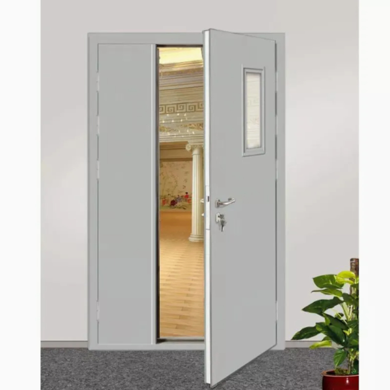 Protective Steel School Gate Fire Resistant Stairwell Safety Steel Door with Panic Bar