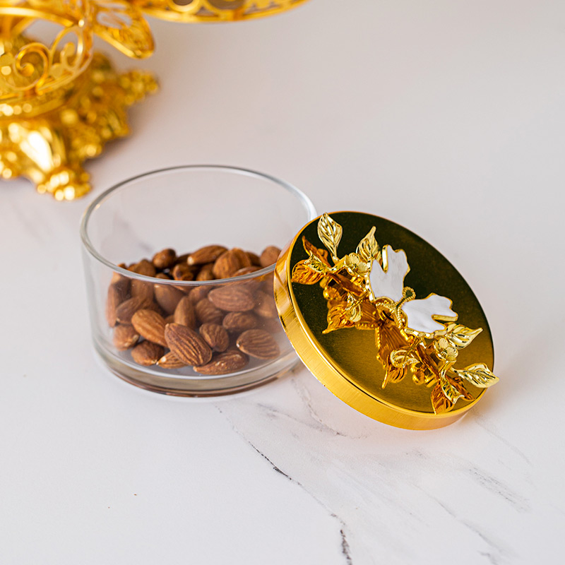 Includes 4 Glass Bowls and Gold-Plated Iron Stand Candy Bowl