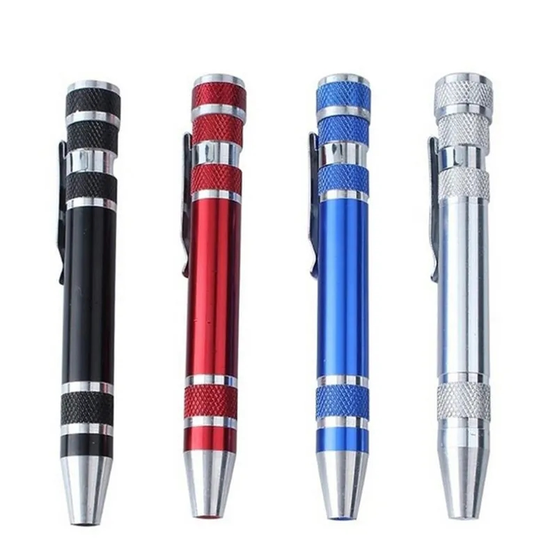 Multifunction 8 in 1 Mini Aluminum Precision Pen Screw Driver Screwdriver Set Repair Tools Kit for Cell Phone Hand Tool Set