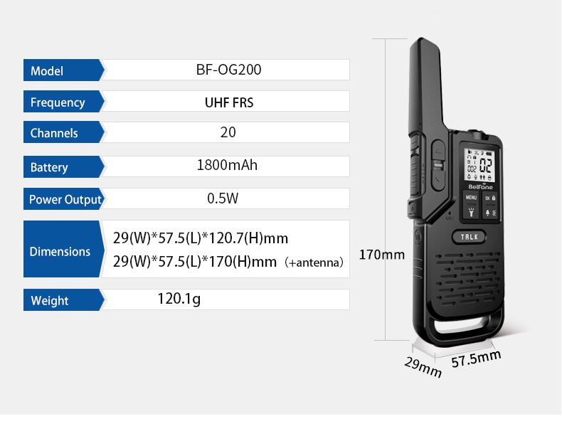 Портативная рация BF-OG200 5W, 20 каналов