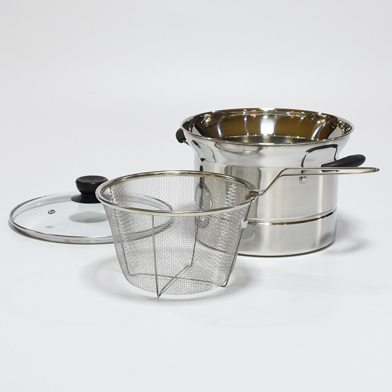 Stainless Steel Noodles Cooking Bowl Cookware Multi-Purpose with Strainer Colander and Steamer