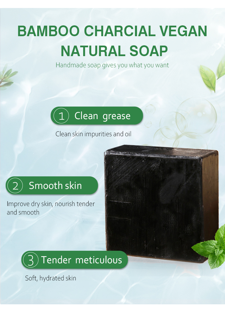 Hot Selling Almond Oil Clean Body Shower Treat Bamboo Charcoal Soap Organic Soap for Woman Man Cleaning