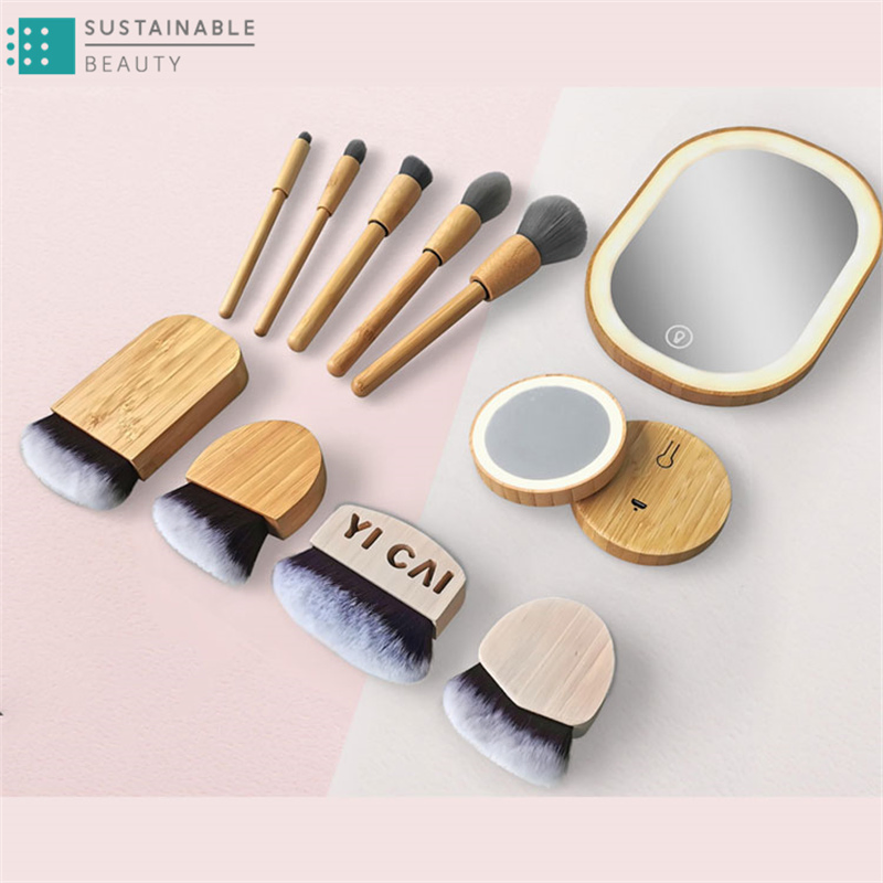 Custom Logo Professional Free Samples Single 9 Bamboo Makeup Brush Set