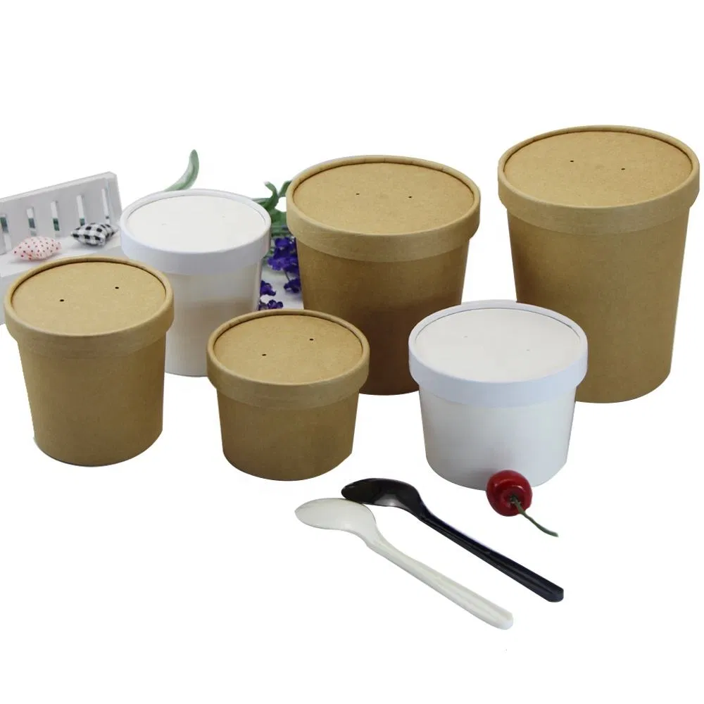 Cdnadoffonoado Disposable Biodegradable Custom Logo Printed 6 Oz Craft Paper Packaging Fancy Containers Ice Cream Cups with Lids