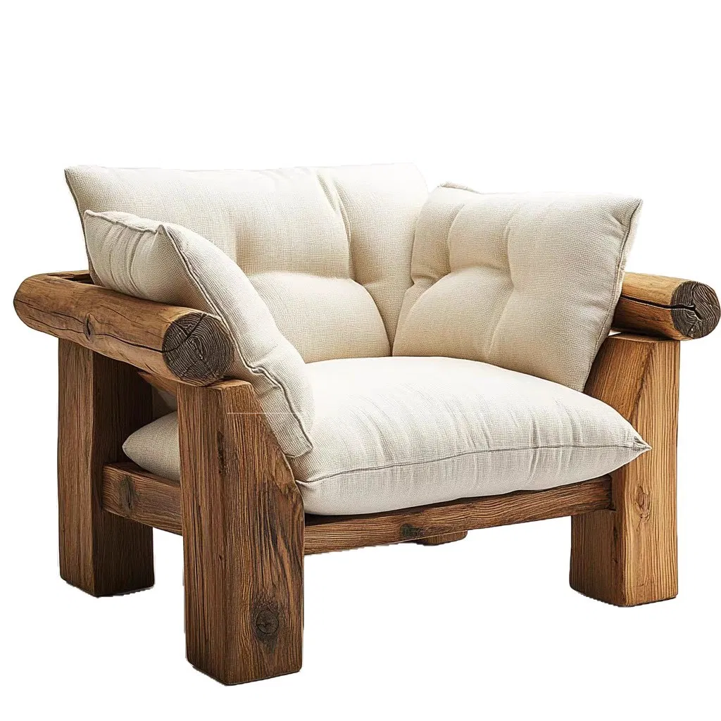 Wabi-Sabi Style Solid Wood Single Sofa Chair