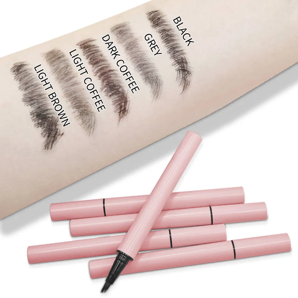 Private Label Cosmetic Liquid Eyebrow Pencil Waterproof & Long Lasting 4 Fork Eyebrow Eyeliner Pencil
