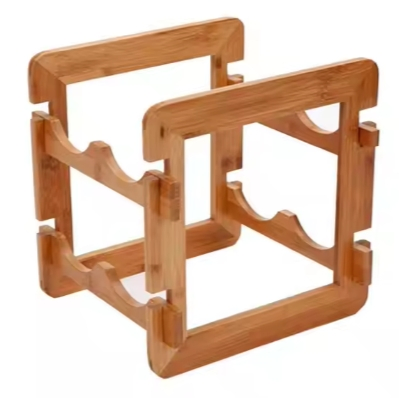 Elegant Bamboo Wine Holder Rack Durable Storage Decorative Counter Display Stand for Store, Kitchen, Bar Use