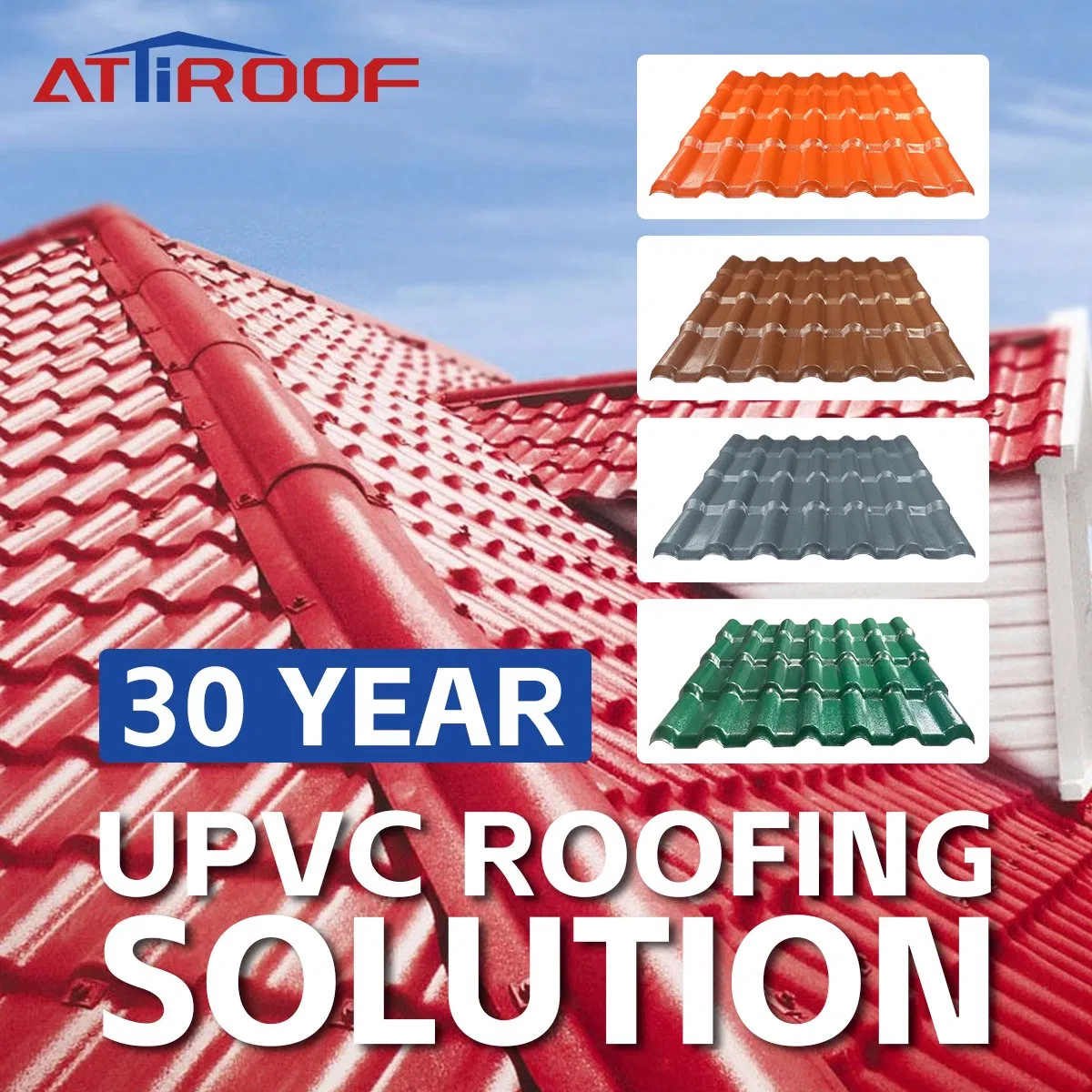 Corrosion Resistant Building Roofing Material 30-Year Lifespan Tile Plastic UPVC Roof Sheet Solution
