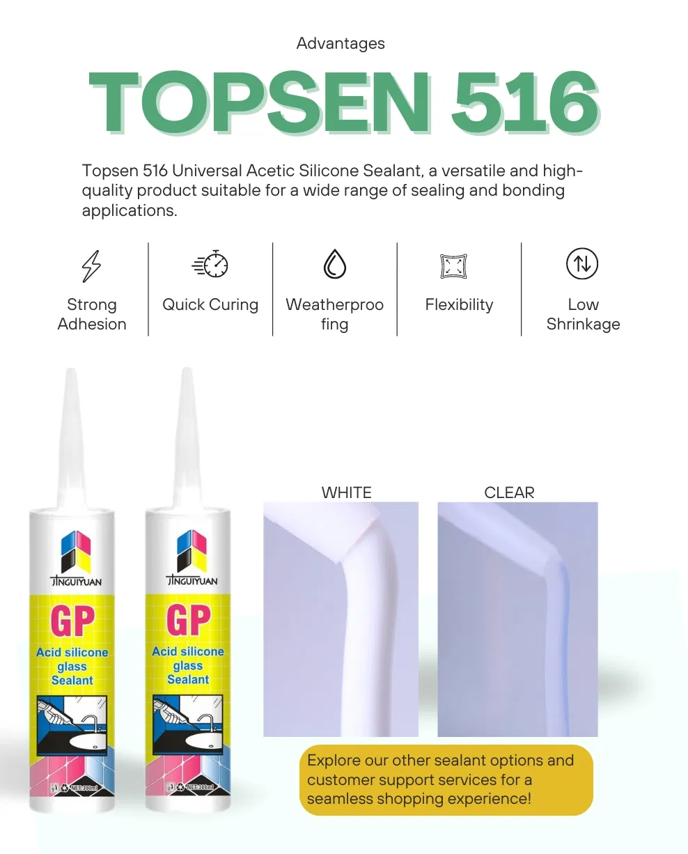 Ceramics Tile Adhesive Glass Transparent Acetic Silicone Sealant