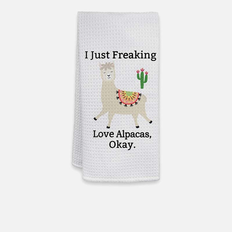 Custom Microfiber White Kitchen Towel Waffle Sublimation Animal Printed Hand Towel