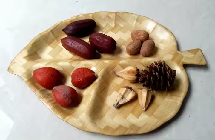 Bamboo Leaf Snack Tray Bamboo Weaving Tray Dish for Nuts