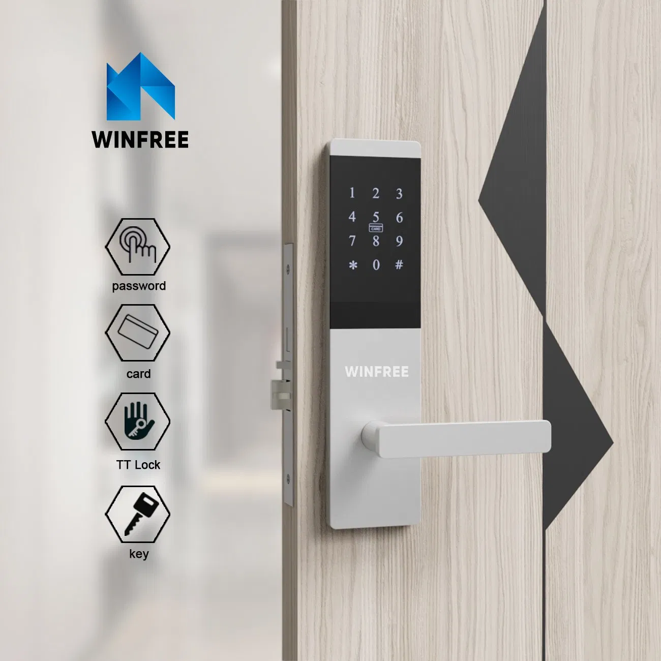 Electronic Password Ttlock Card Keyless Entry Lock Bluetooth Access Smart Door Lock