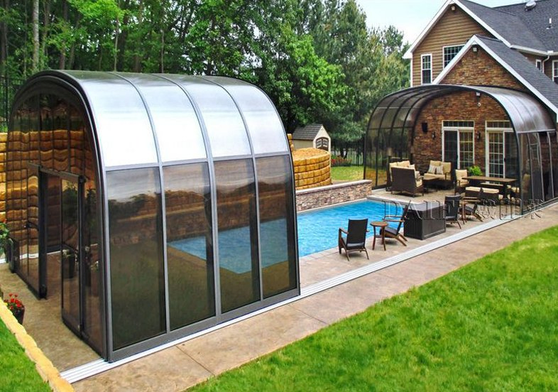 Custom Portable Retractable Sun Room Villa Pool Electric Intelligent Folding Aluminum Alloy Automatic Opening and Closing Roof