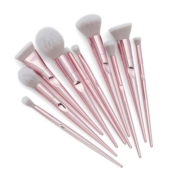 10PCS Pink Makeup Brush Private Label Premium Synthetic Hair Cosmetic Brushes Set