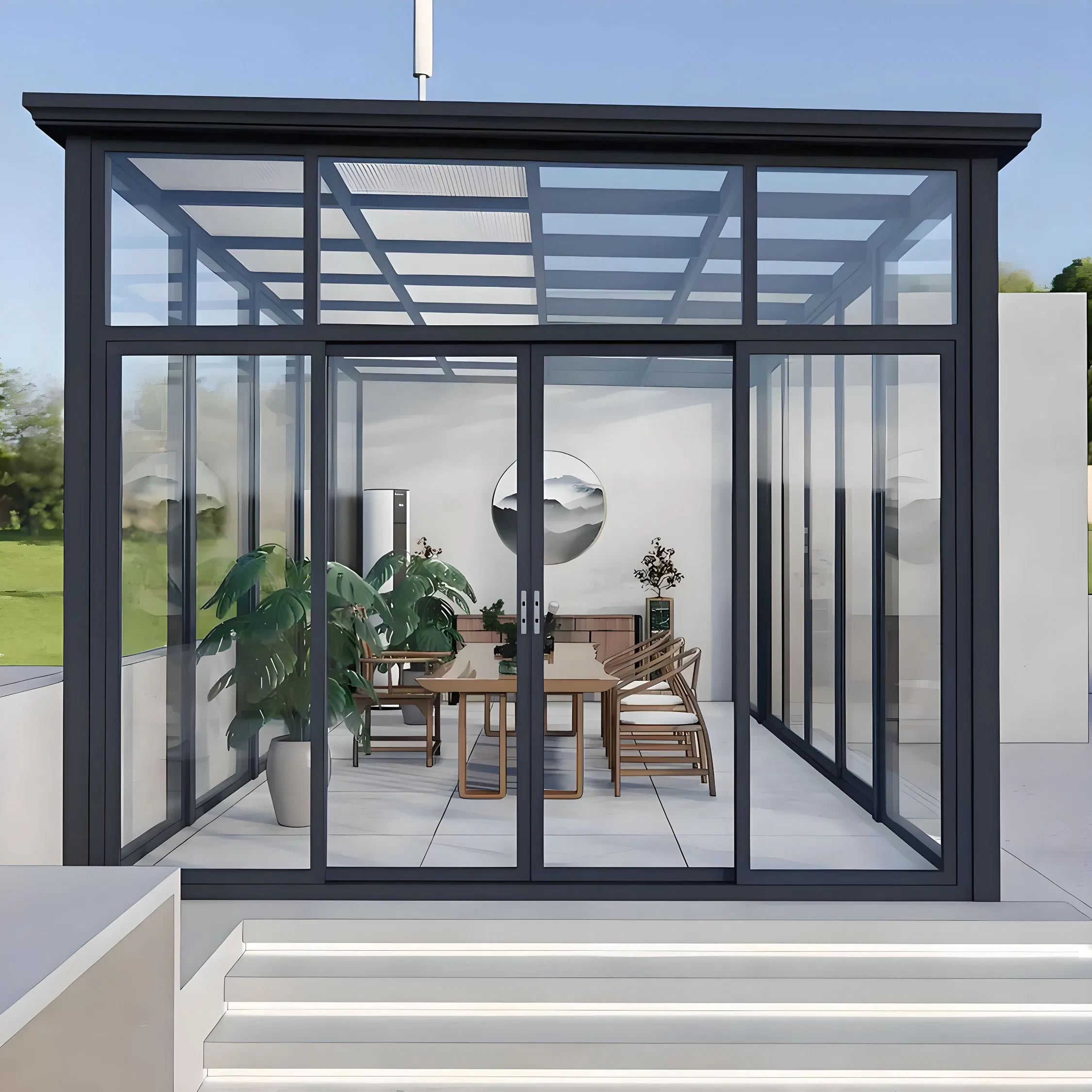 China Manufacturer Aluminum Sunrooms Glass Houses Winter Garden for Villas Terrace Roof