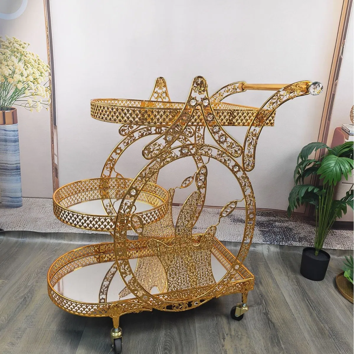 Wholesale Market Luxury Arab Metal Dining Car Hotel Lobby Dining Car Handcart