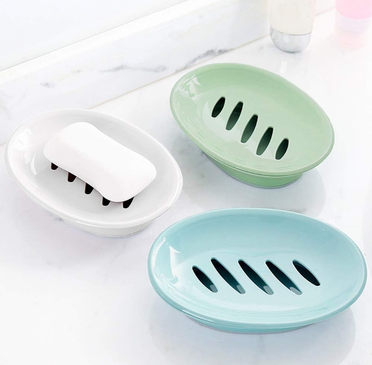 Neutral Tone Single Plastic Soap Dish Bathroom Accessories with Drain Plastic Sponge Holder