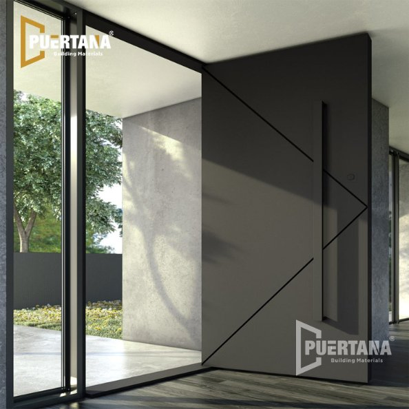 Exquisitely Designed Front Wrought Iron Entry Door with Grill and Glass Design