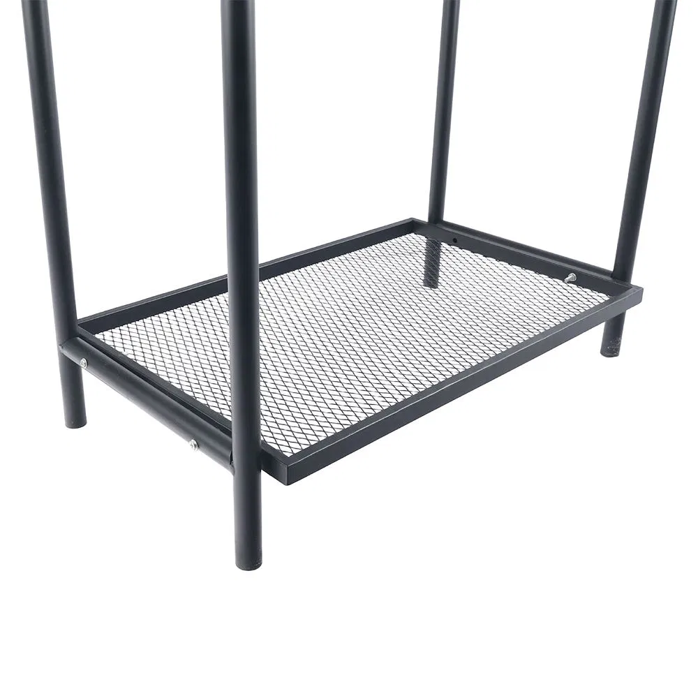 2 Tier Shoe Rack with Clothing Rail Metal Coat Stand for Home Wardrobe Hanging Rack Garment Organizer for Bedroom Closet