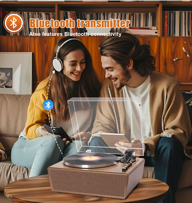 Проигрыватель винила с Bluetooth и колонками, деревянный корпус