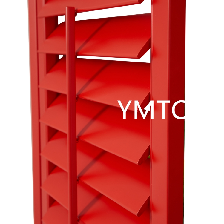 Interior Shutters Louvered Wood Red Graphic Design Classic Horizontal Paulownia Wooden Shutters