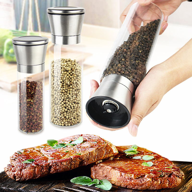 Kitchen Gadget Glass Small Spice Grinder Ceramic Adjustable Manual Salt and Pepper Grinder