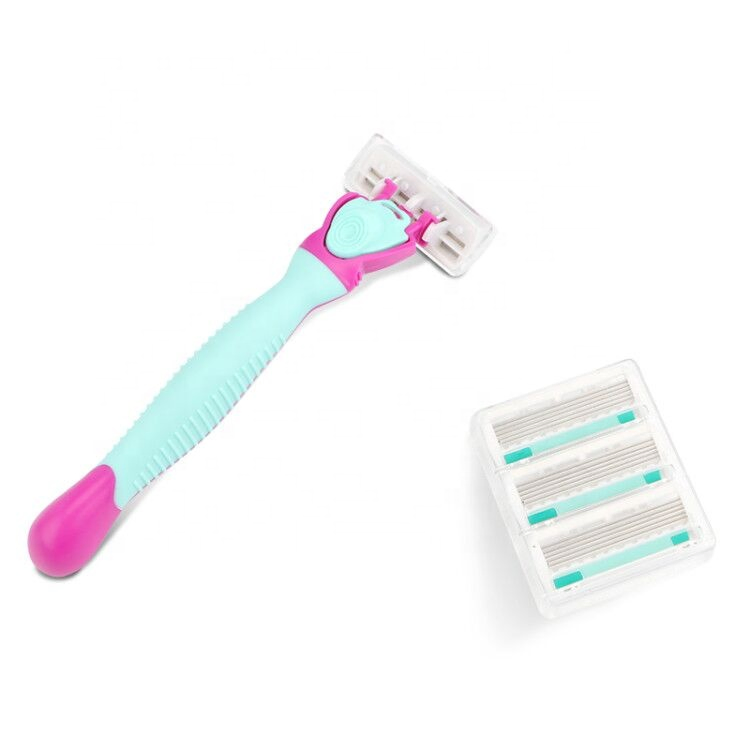 D631L Customized Logo 6 Blades Rubber Handle Women Razor
