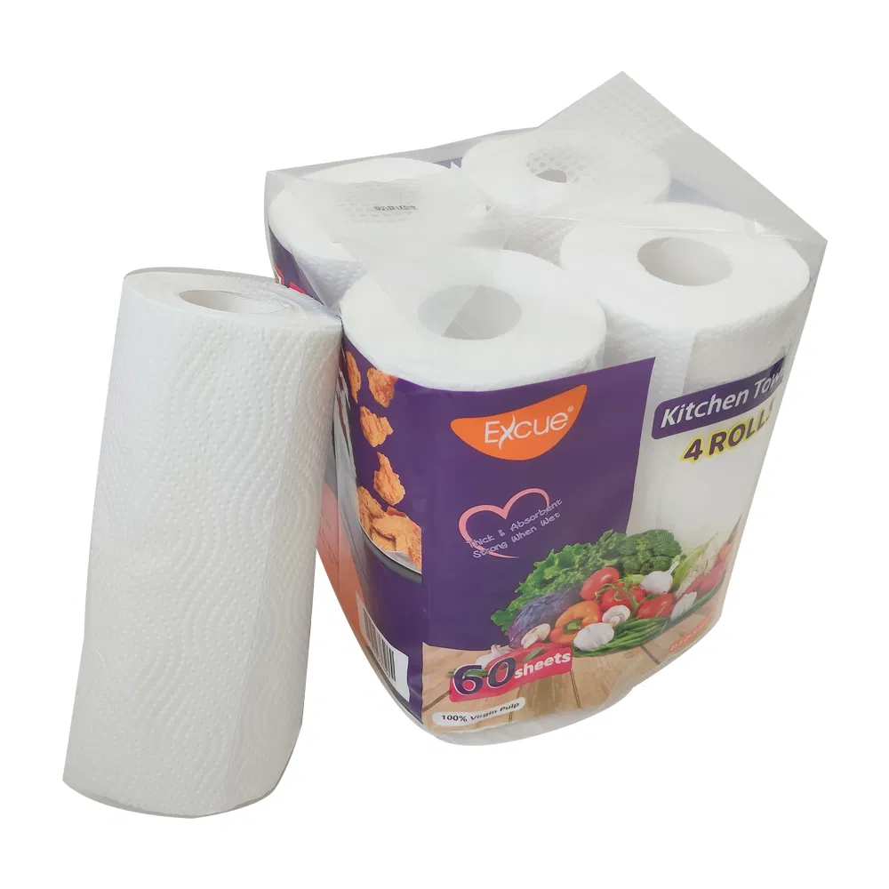Customized Kitchen Paper Towel 4 Rolls Packing Super Absorbent