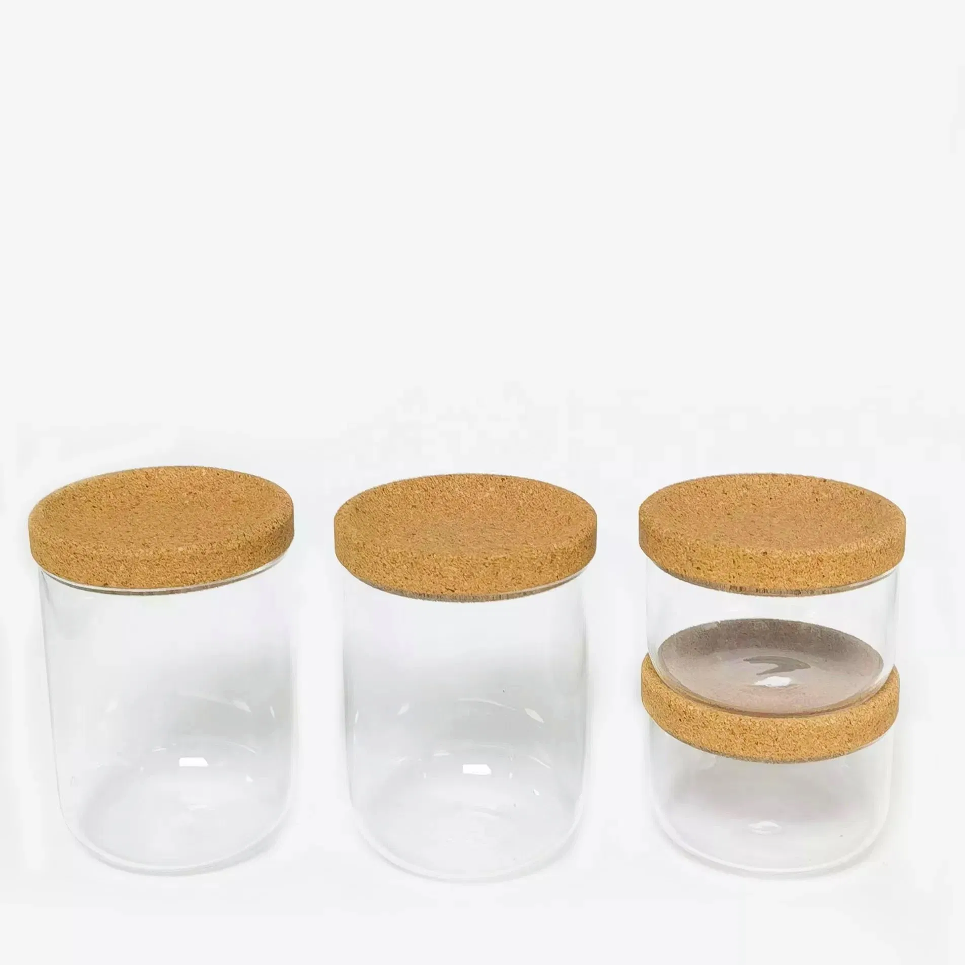 Hot Selling Customized Size Glass Storage Containers with Cork Lids