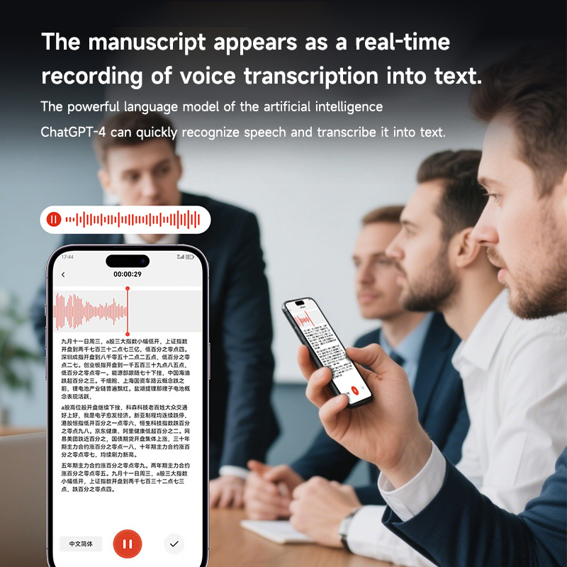 Ai Powered Card Digital Voice Recorder with Phone Call Activated Smart Magnet Dictaphone Transcribe Summarize