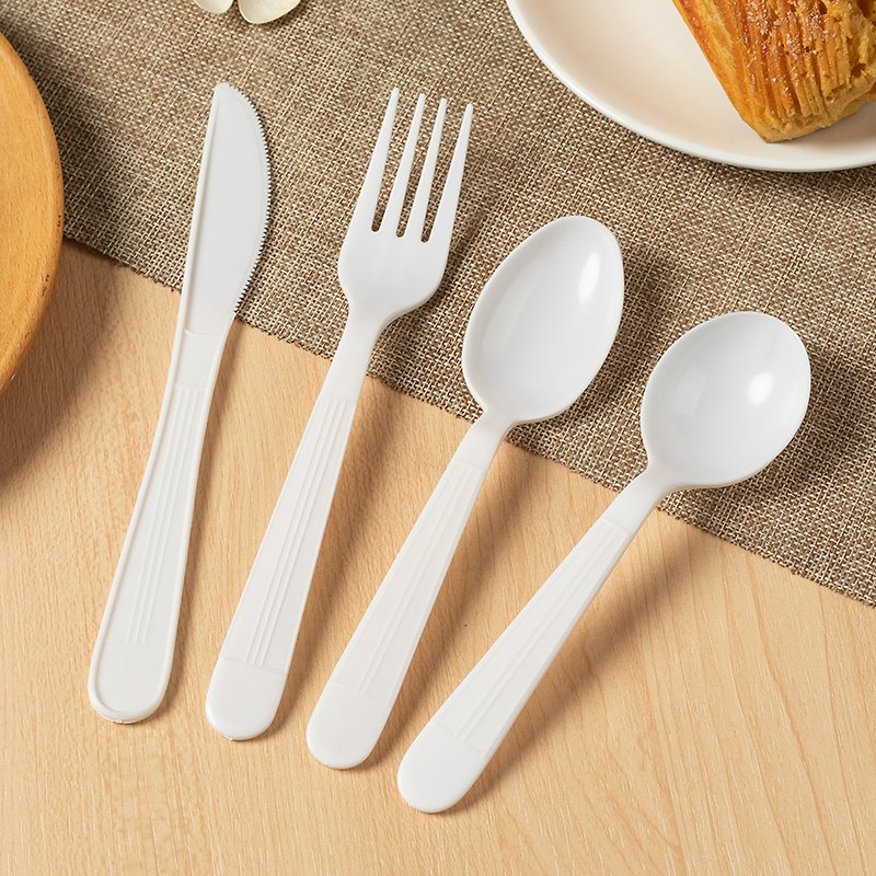 PS Material High Quality Cutlery Spoon Knife Fork Sets Eating Hotel Restaurant Manufacture Custom Disposable Tableware