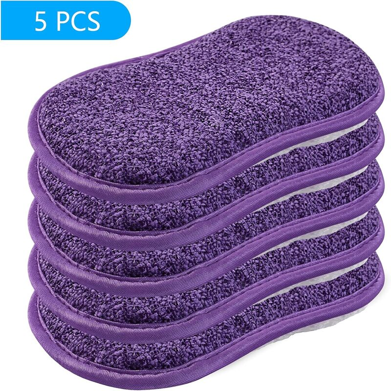 Brighthomey Dual-Sided Sponges Kitchen, 6 Pack Microfiber Non Scratch Dish Scrub Sponge
