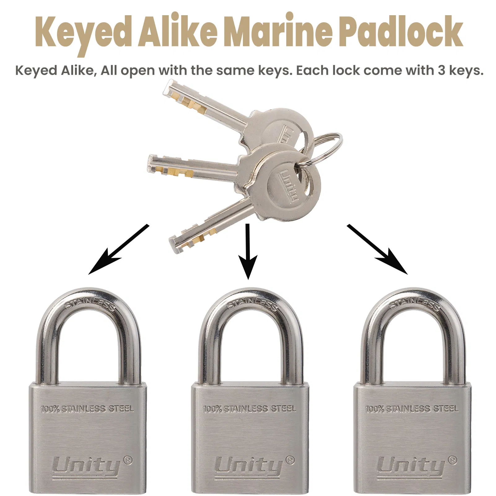 100% Stainless Steel Padlock Marine Lock Weatherproof for Sea Boat