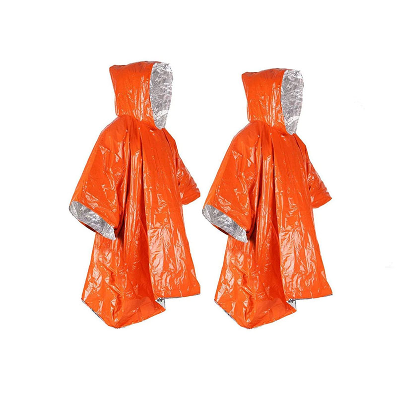 Double-Sided Emergency Thermal Raincoat Aluminum Foil Survival Poncho for Outdoor Rescue
