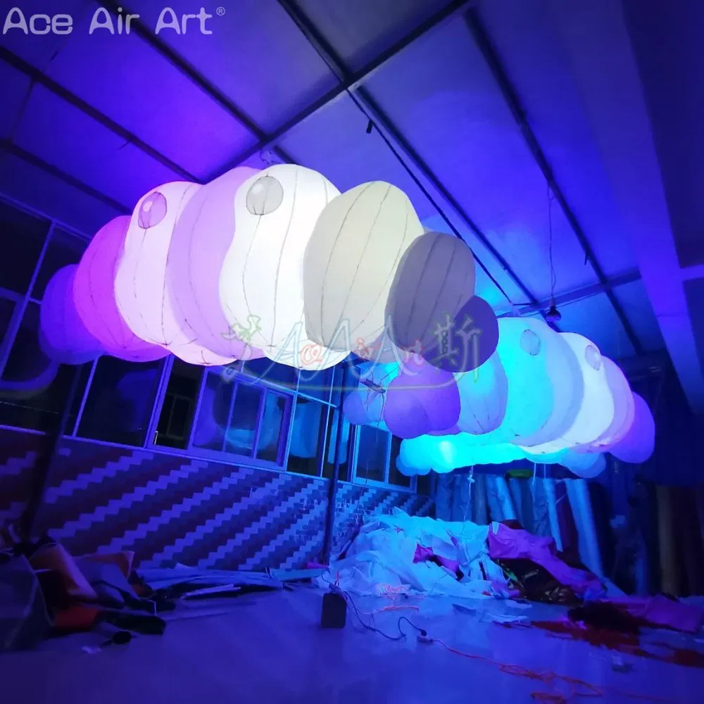 Hanging Inflatable Cloud with Colored Lights Custom Inflatable Ceiling Decoration