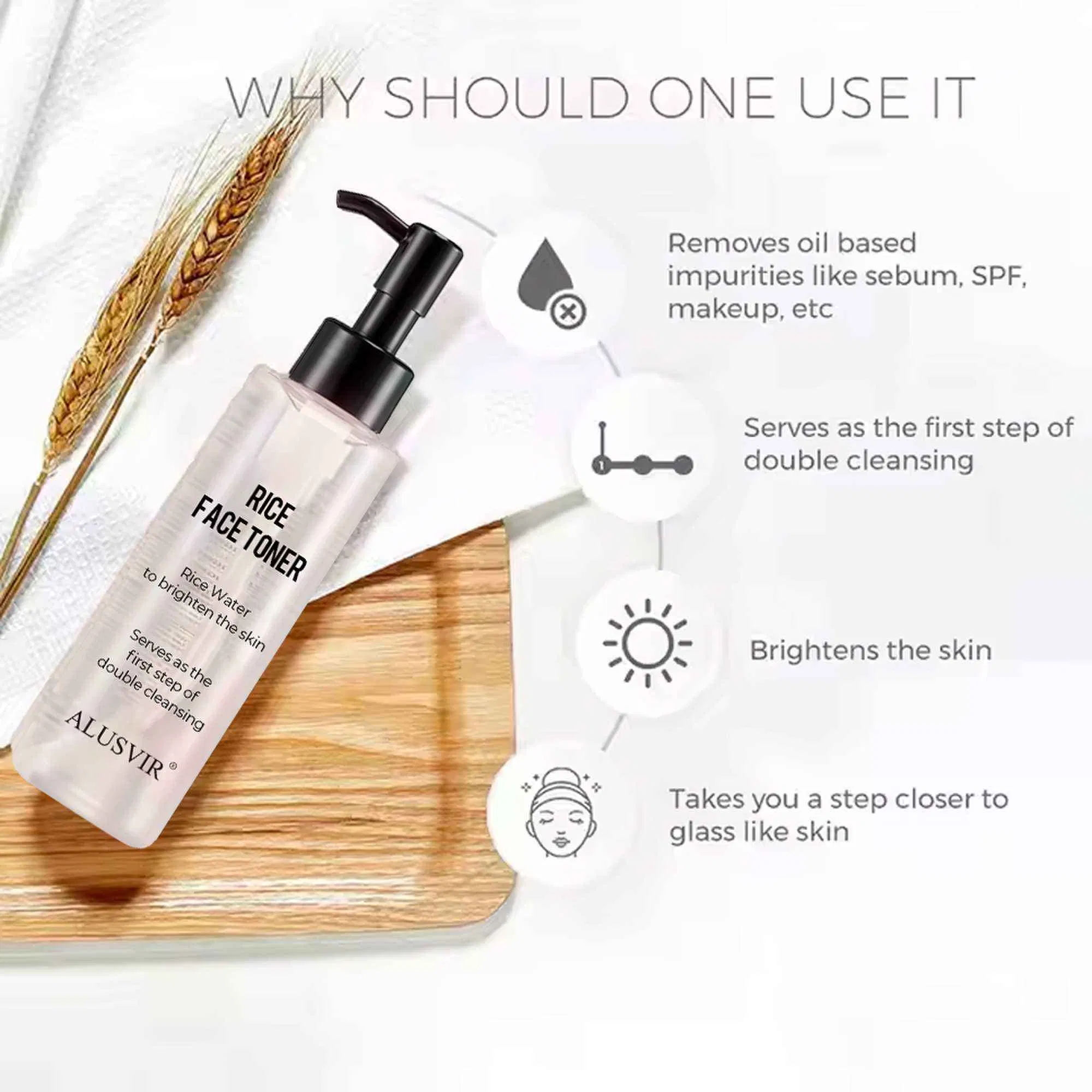 Skin Brightening Fade Dark Spots Rice Water Skin Toner Hydrating Face Mist