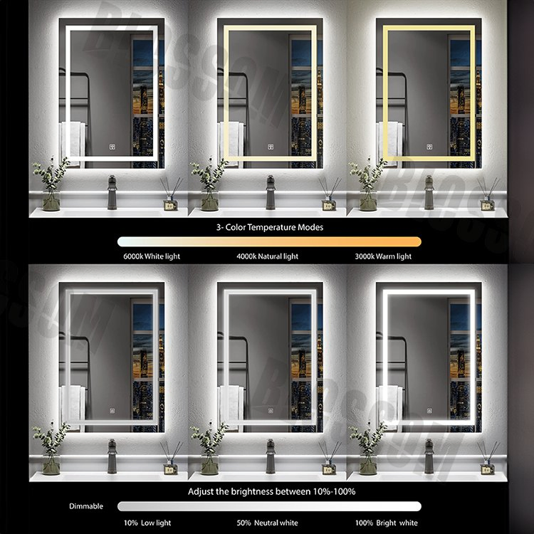 Silver Defogger Touch Sensor Mirror Factory Wholesale LED Bathroom Glass Mirror