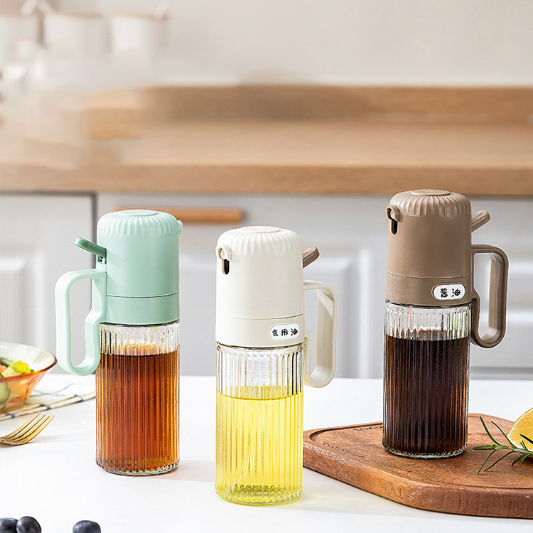 Press Type Oil Control Spray Pot Kitchen Glass Oil Leakage Proof Atomized Spray Bottle