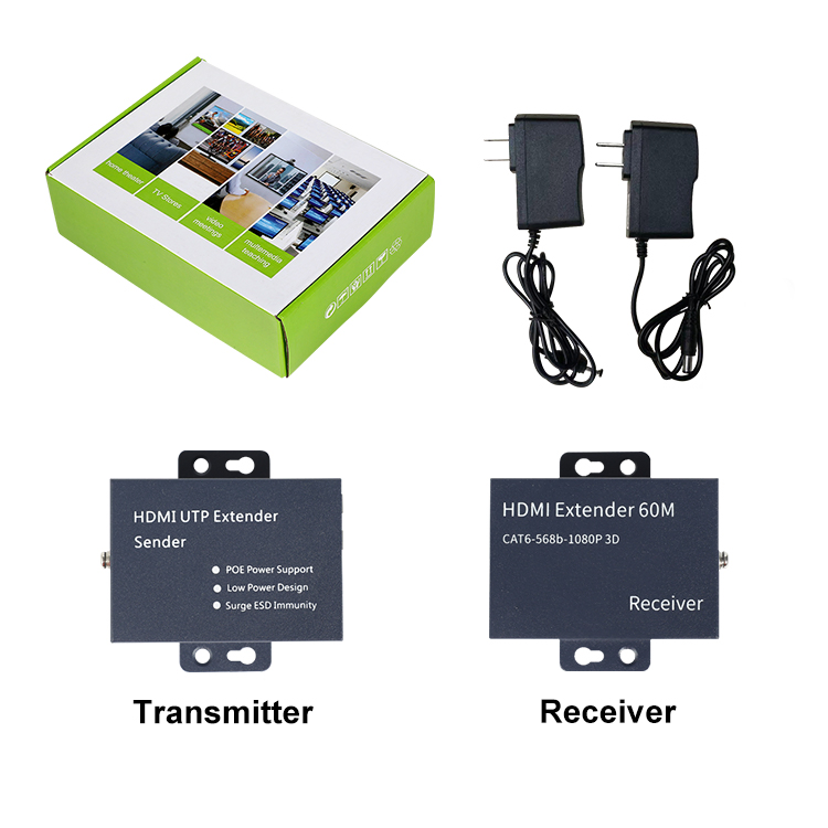 HDMI Wall Plate Passive Extender and Receiver HDMI 60m Kvm IP Extender for Computer Over Cat5e CAT6