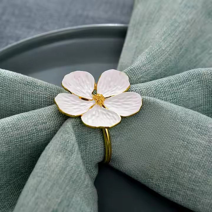 Metal Wedding Decoration Flower Napkin Rings
