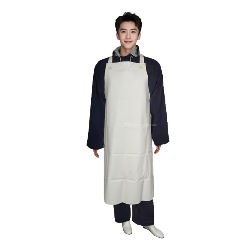 Custom Made Heavy Duty Butcher Abattoir Waterproof White PVC Polyester Apron PVC